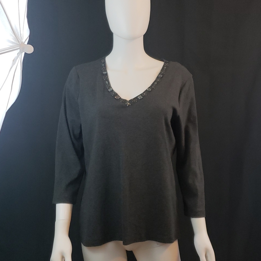 Nine west separates  xl beaded half shirt
